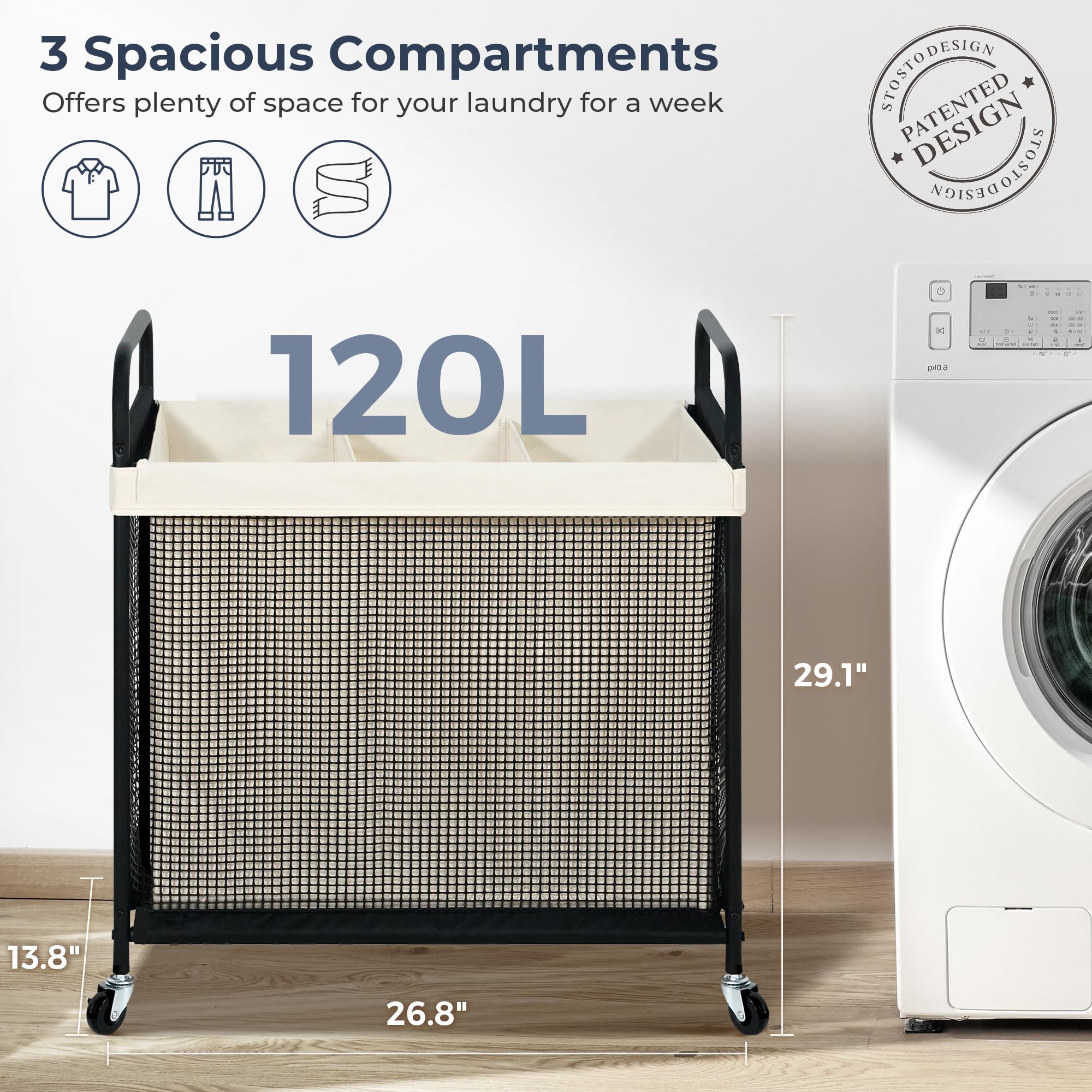 STO STO Laundry Hamper compact dimensions fit tight spaces
