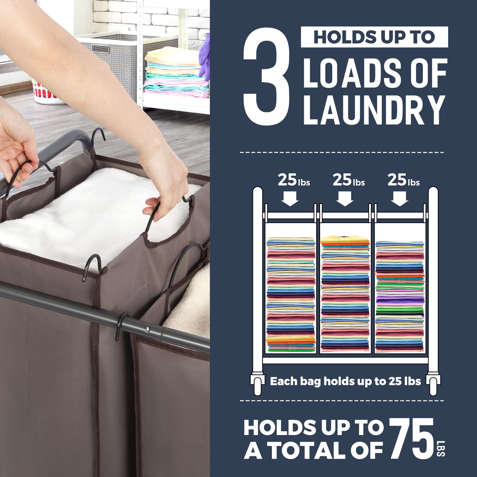 STO STO Laundry Sorter removable bags demonstrating simple color and load separation