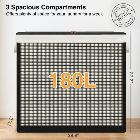 STO STO three-compartment sorter visual promotes light/dark and delicate garment separation.