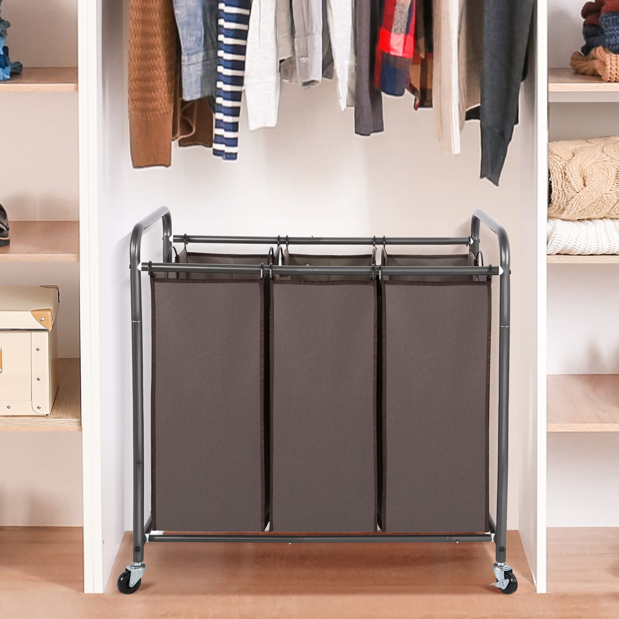 STO STO Laundry Sorter wheels front view with lockable casters for stable placement