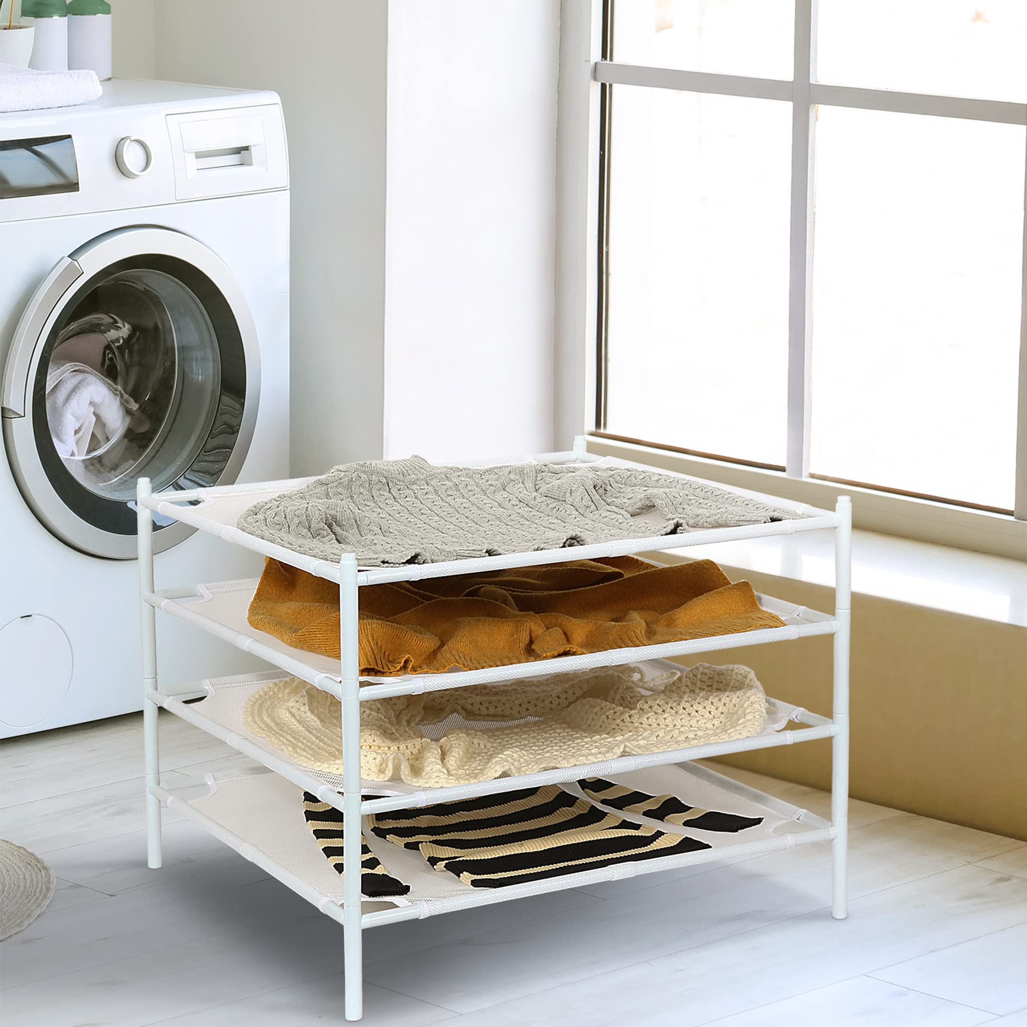 STO STO stackable drying rack assembly shows tool-free setup.