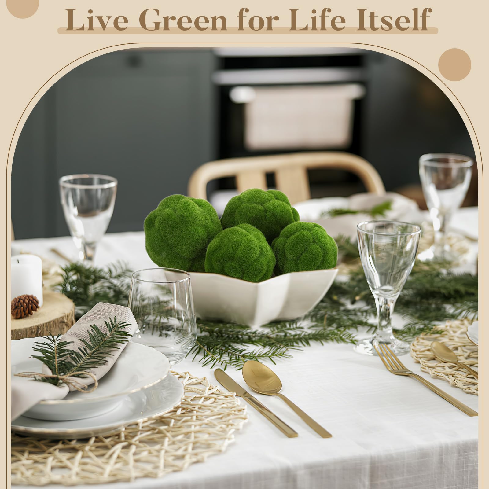 STOBAZA woodland moss ball decor adds rustic charm.