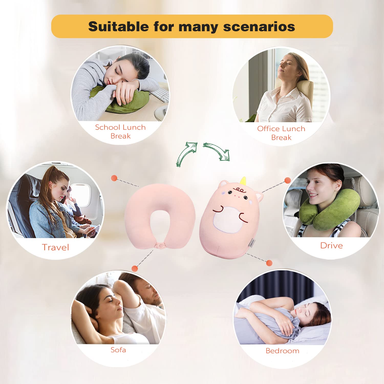Stocaggio Kids Travel Pillow compact design fits carry-on bags on the go