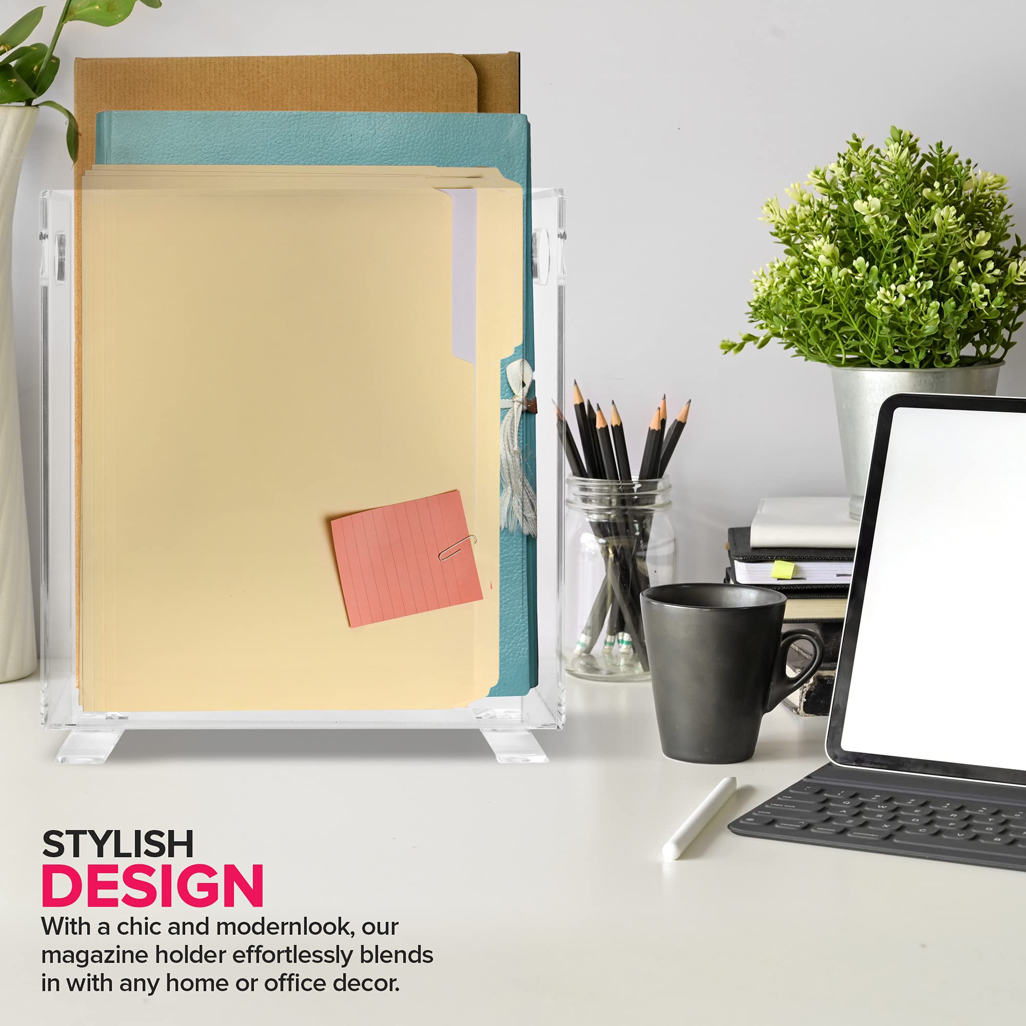 Stock Your Home versatile organizer for magazines, reports, or cookbooks in any room.