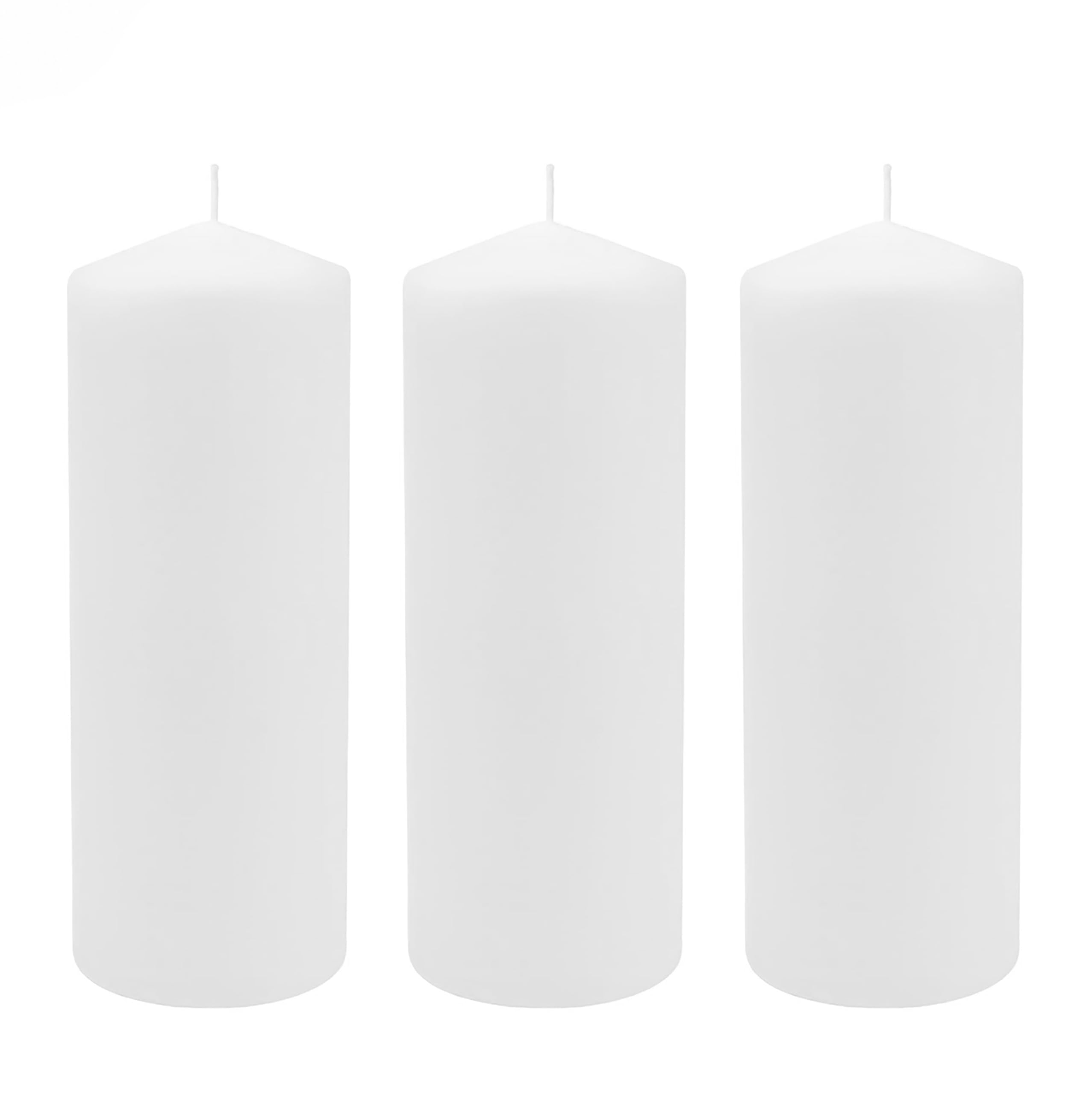 Stonebriar 3-pack tall 3x8-inch pillar candles arranged for centerpiece decor.
