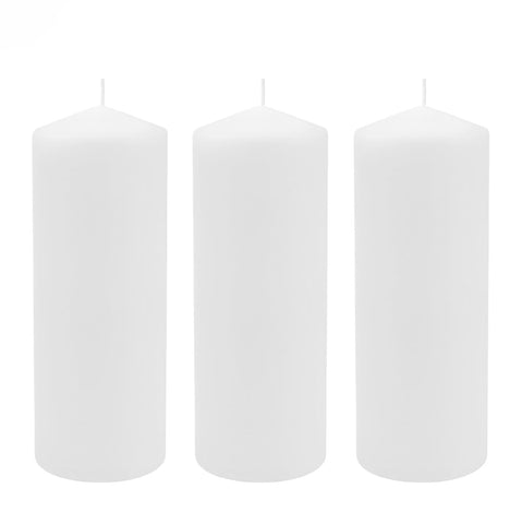 Stonebriar 3-pack tall 3x8-inch pillar candles arranged for centerpiece decor.