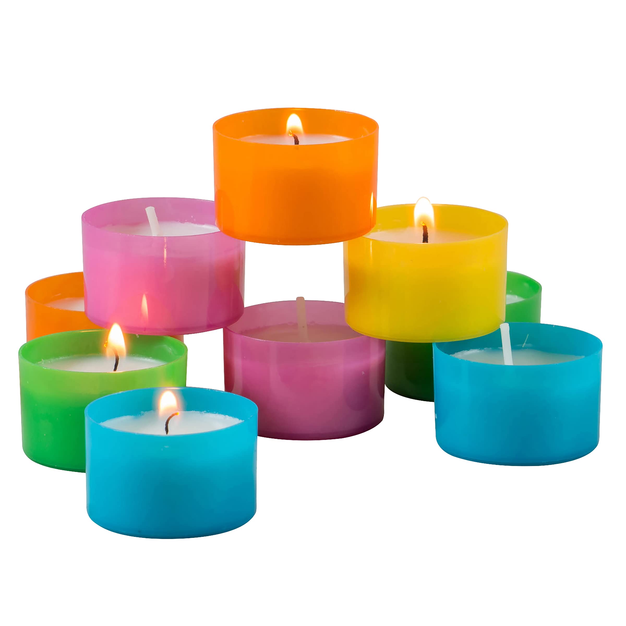 Stonebriar 96-pack multicolor tea lights pack-shot glow enhances festive ambiance
