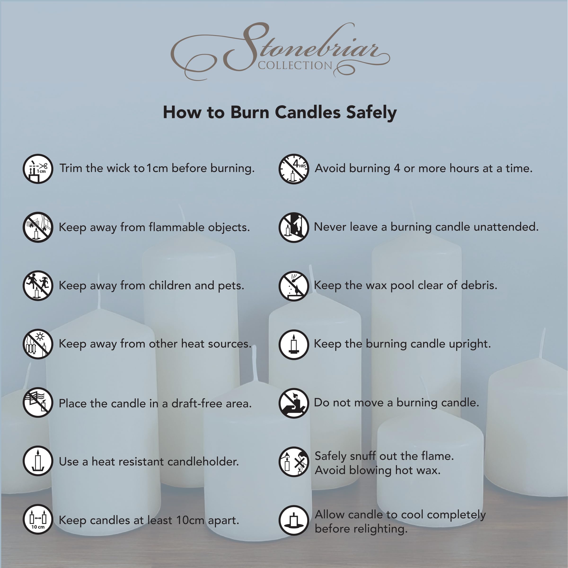 Stonebriar unscented candles pair with any décor without overpowering scent.