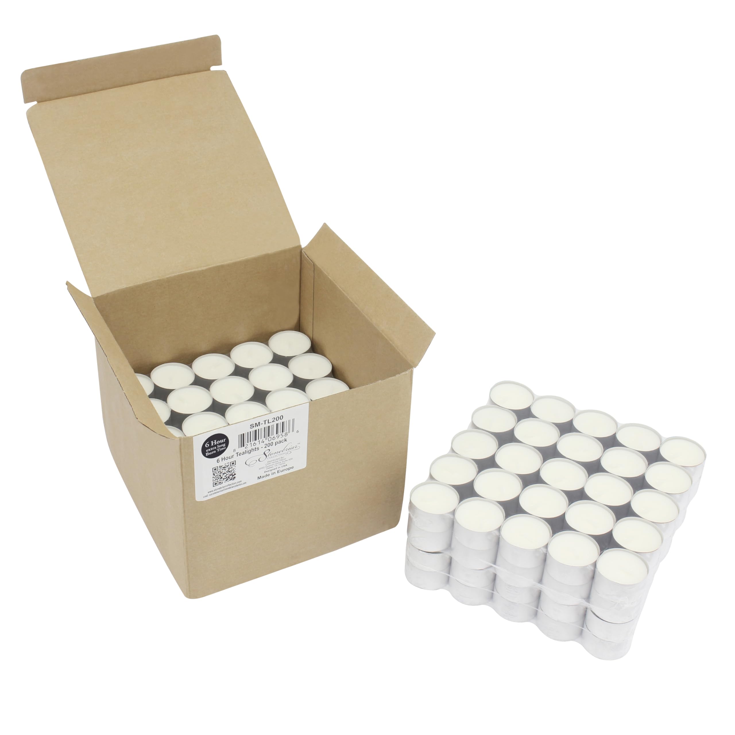 Stonebriar tealights with lead-free cotton wick for clean burn