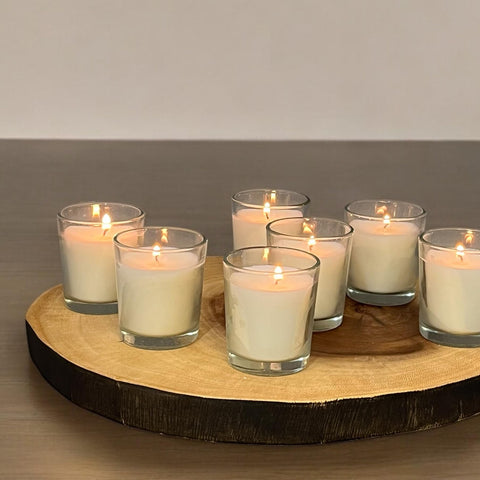 Stonebriar votives with lead-free cotton wicks ensure a clean, smoke-free ambiance.