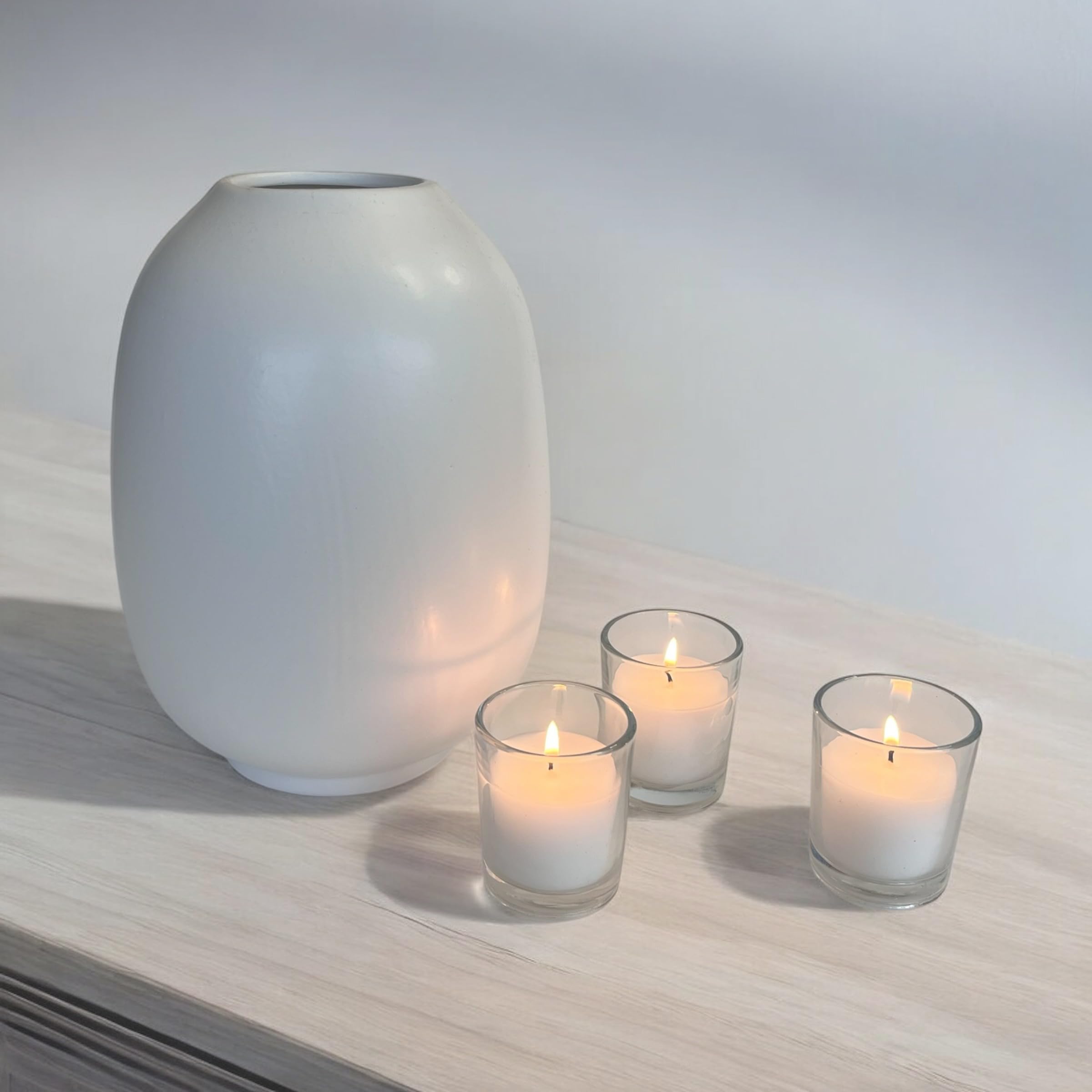 Stonebriar mantel decor votives brightening holiday tables