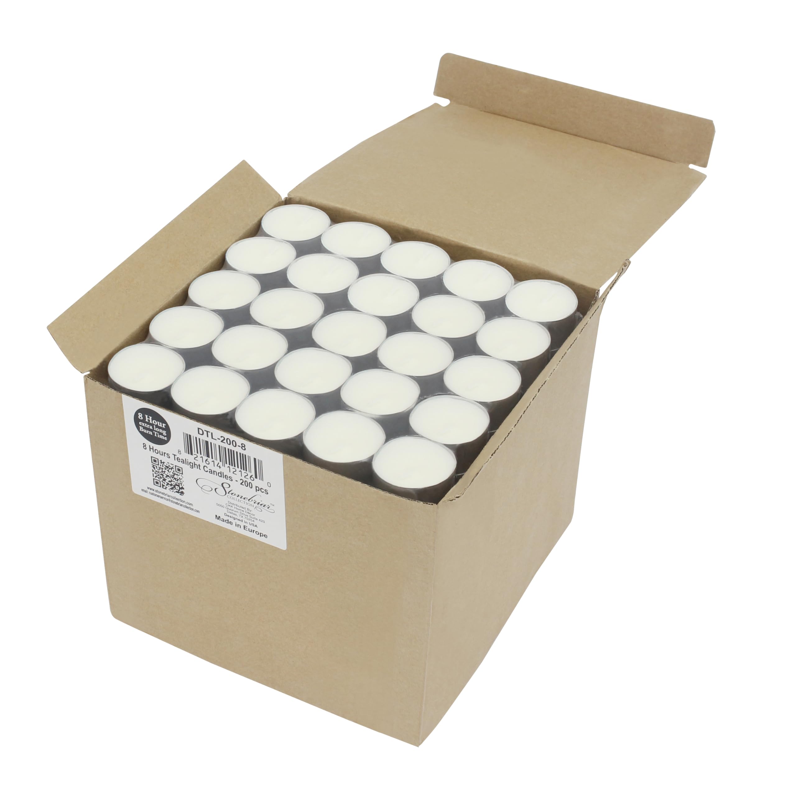 Stonebriar tea light candles in aluminum tin for easy placement.