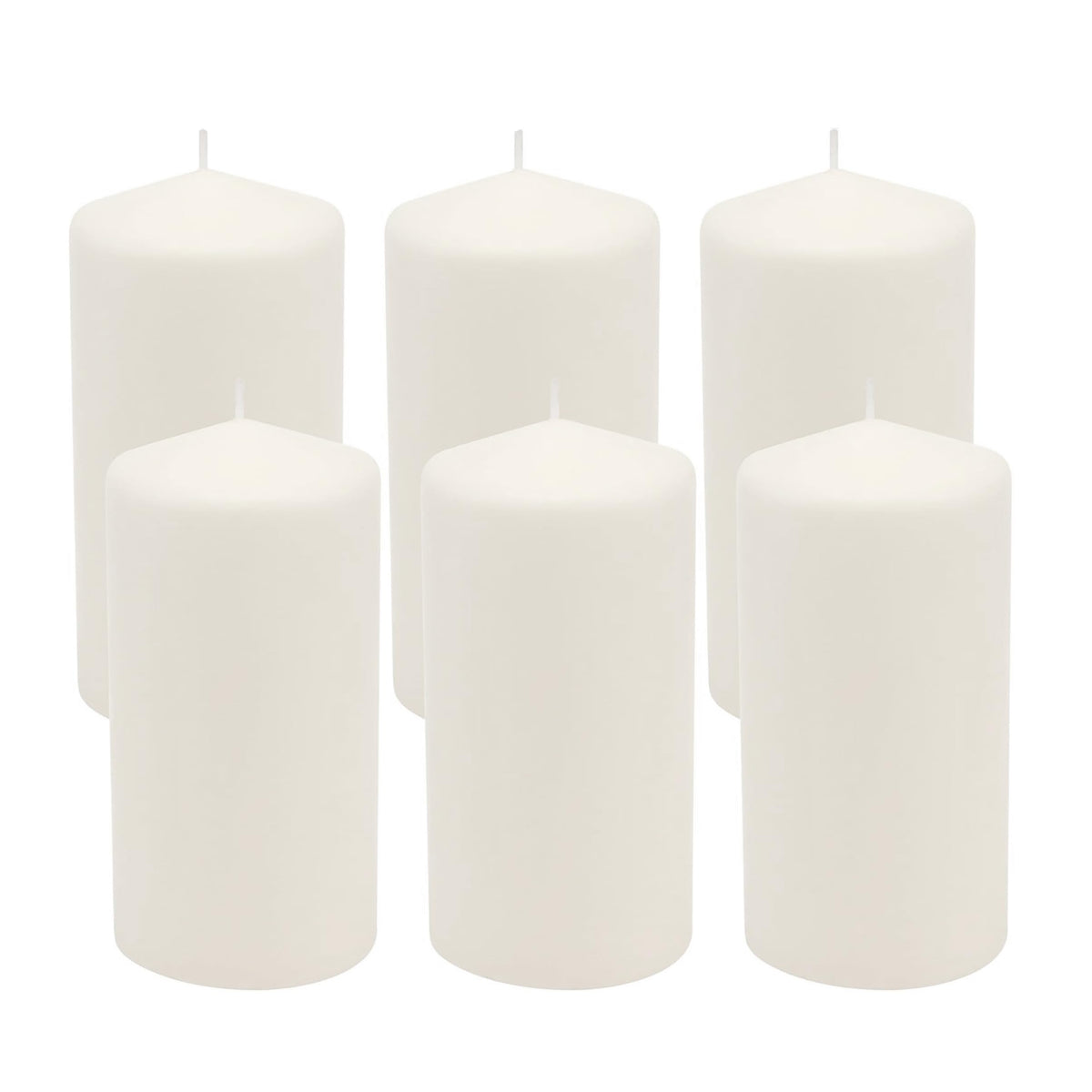 Stonebriar unscented white pillar candles glow softly for calm evenings.