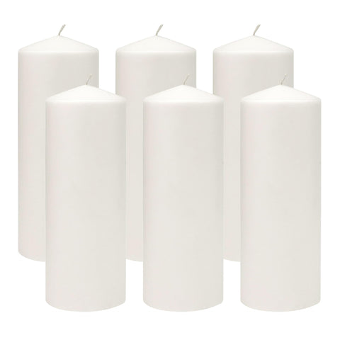 Stonebriar unscented white pillar candles offer a steady, long-lasting glow for centerpieces.