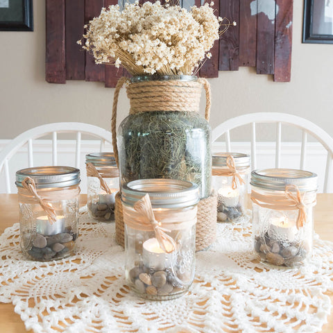 Stonebriar wedding decor tealights add charm to reception spaces.