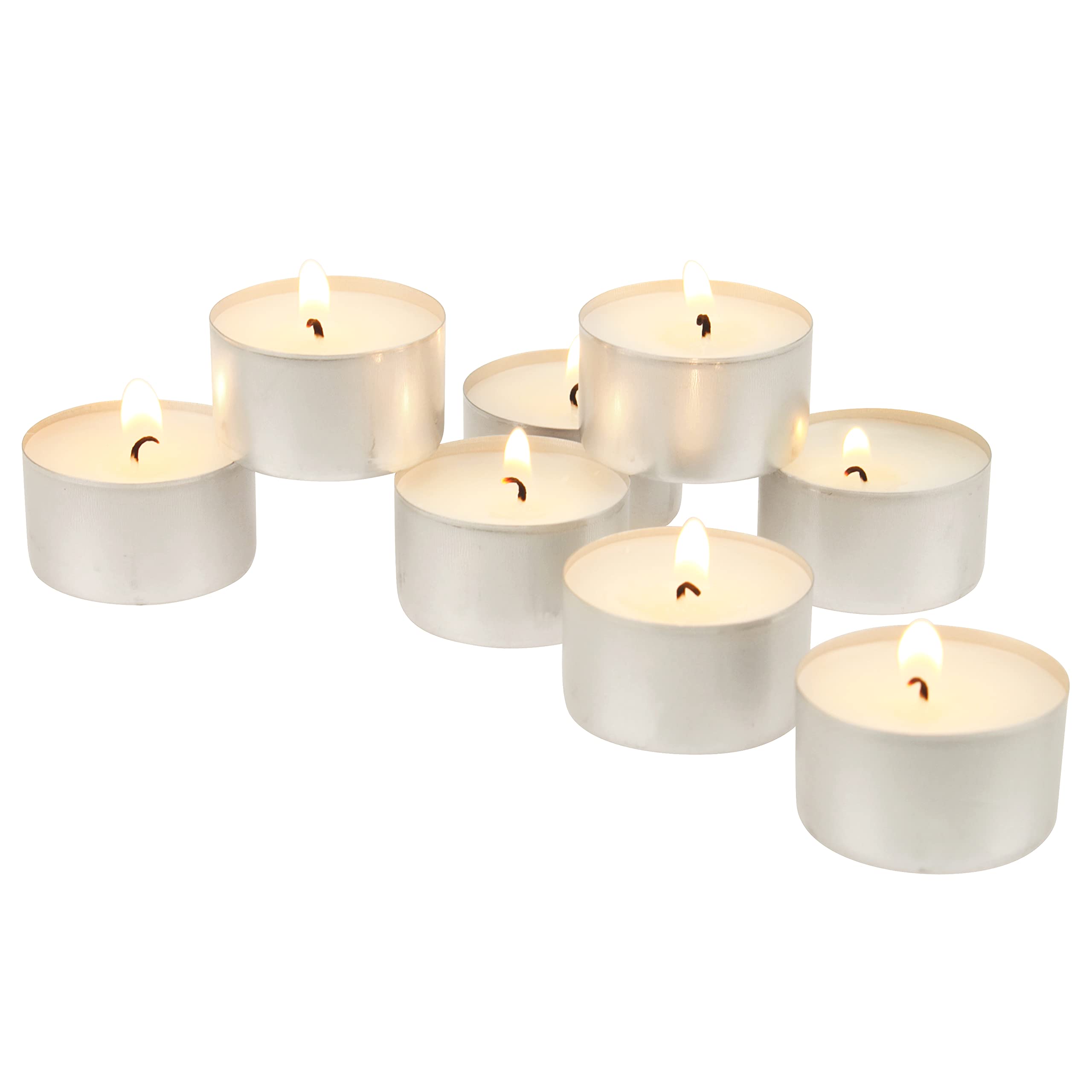 Stonebriar white unscented tea light pack offers clean, smokeless ambiance.