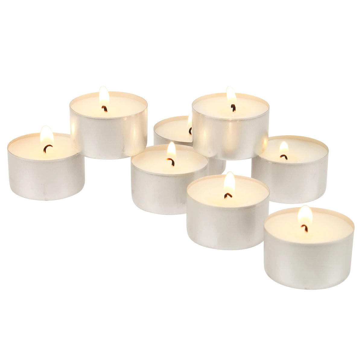 Stonebriar white unscented tea light pack offers clean, smokeless ambiance.