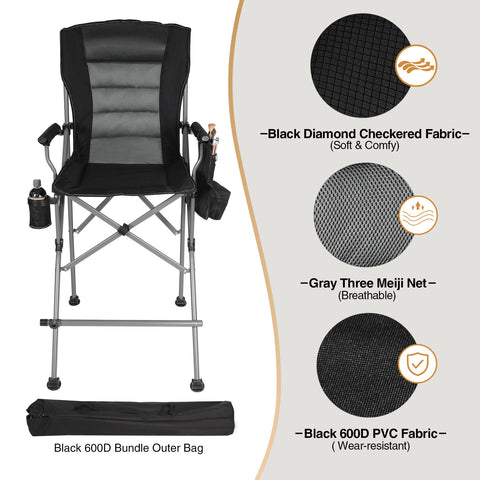 Stonehomy bar-height seat improves visibility and legroom outdoors.