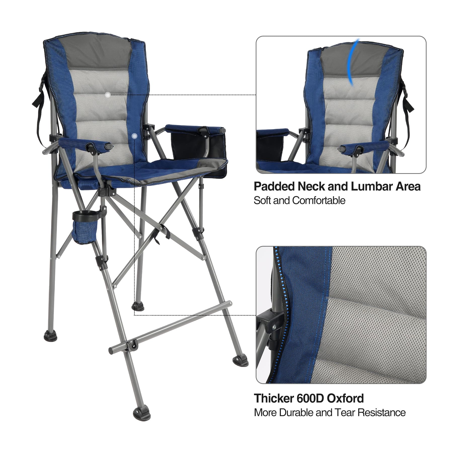 Stonehomy blue armrests support forearms during viewing or reading.