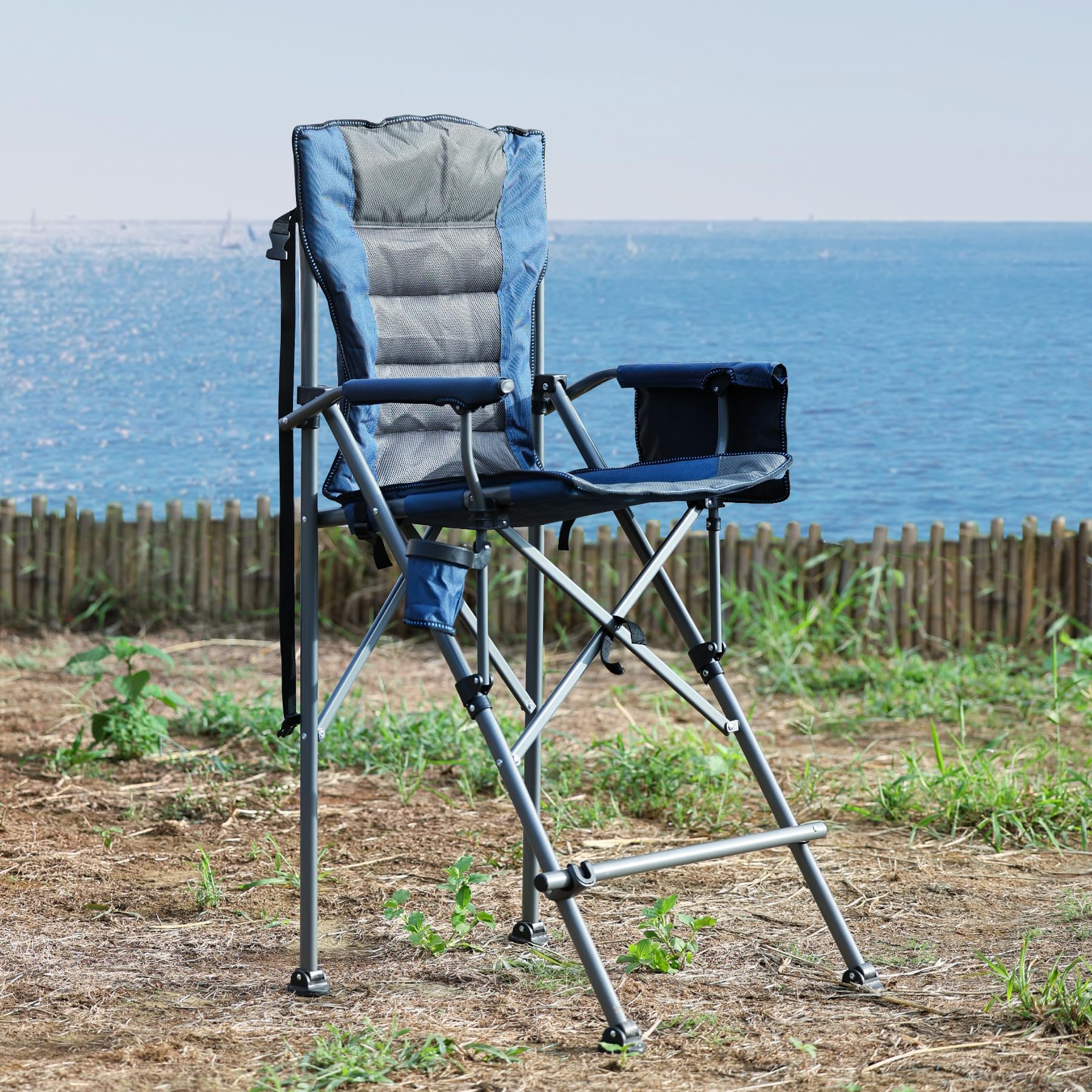 Stonehomy blue chair with 28-inch seat height for high tables.