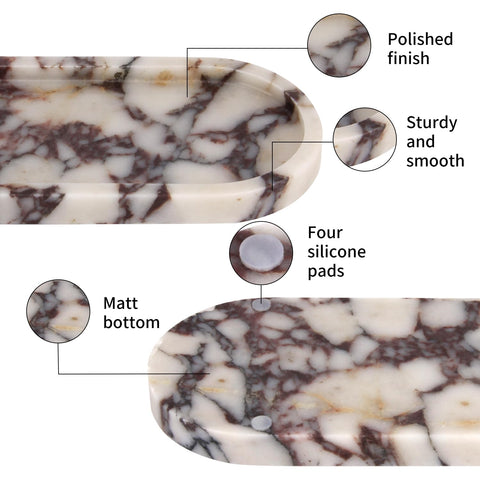 Stonemanus marble tray for jewelry display and cosmetic storage