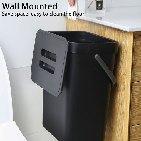 stonespace wall-mount trash bin with adhesive option saves cabinet space