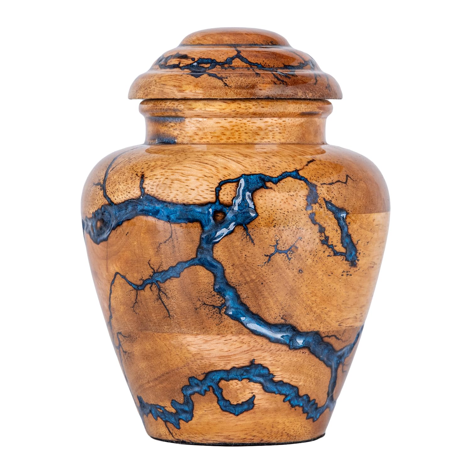 STONLIF small keepsake urn with blue inlays for serene memorial display.