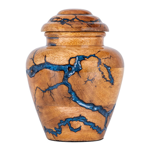 STONLIF small keepsake urn with blue inlays for serene memorial display.