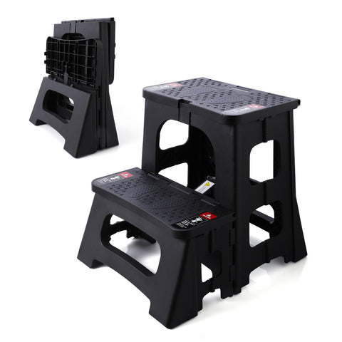 STOODER folding 2-step stool in compact setup for easy storage.