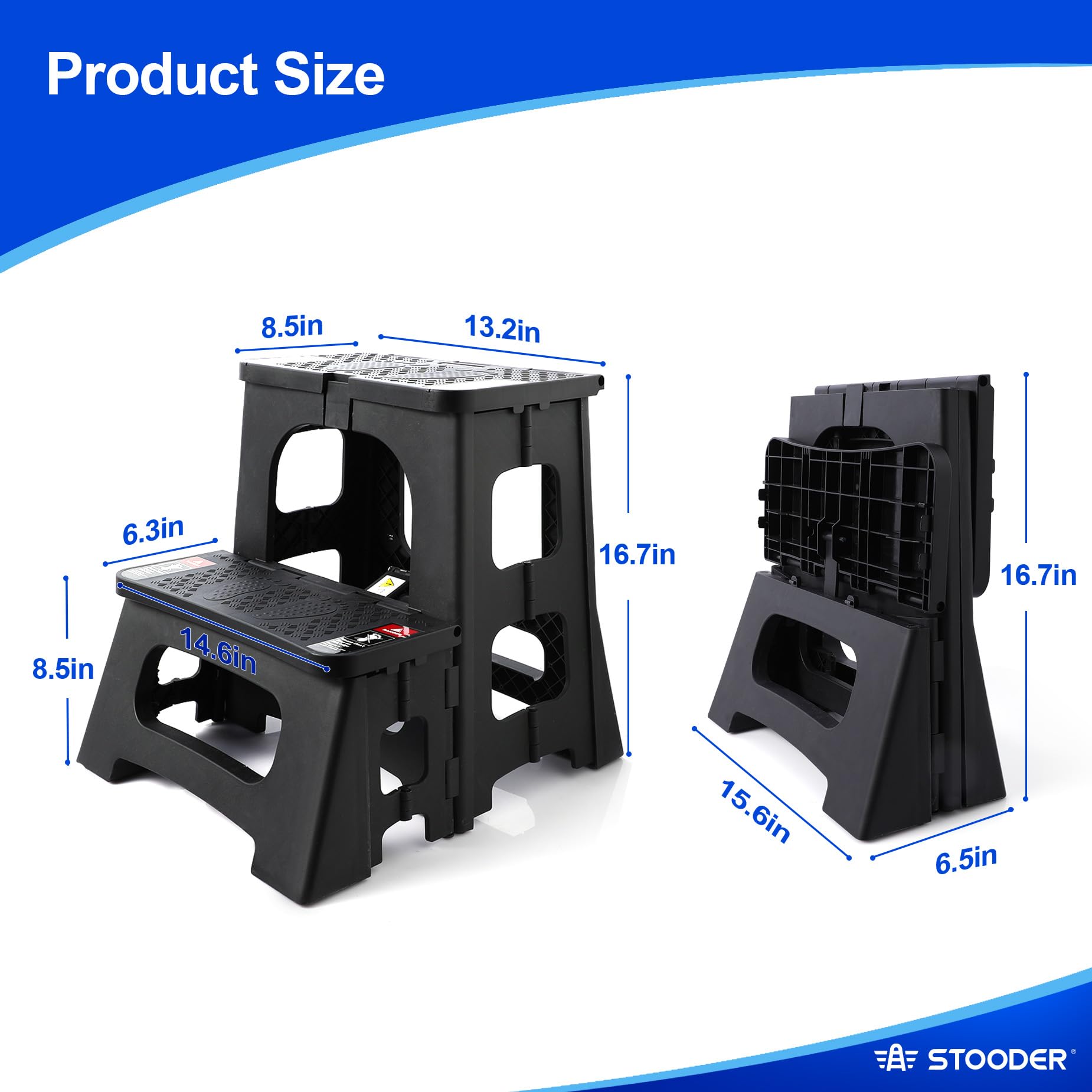STOODER 8-inch lower step helps kids and adults reach higher areas.
