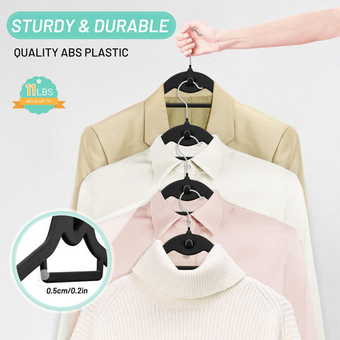 STOPKLAS velvet hangers feature a 360-degree swivel hook for easy access