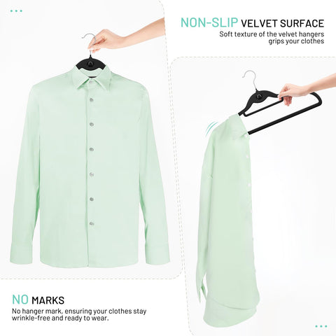 STOPKLAS contoured-shoulder velvet hanger protecting fabric shape