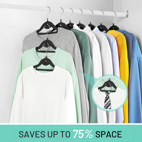 STOPKLAS heavy-duty ABS velvet hangers supporting coats and bulky items