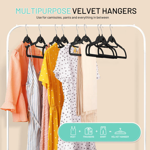 STOPKLAS space-saving velvet hangers with slim profile in a compact closet