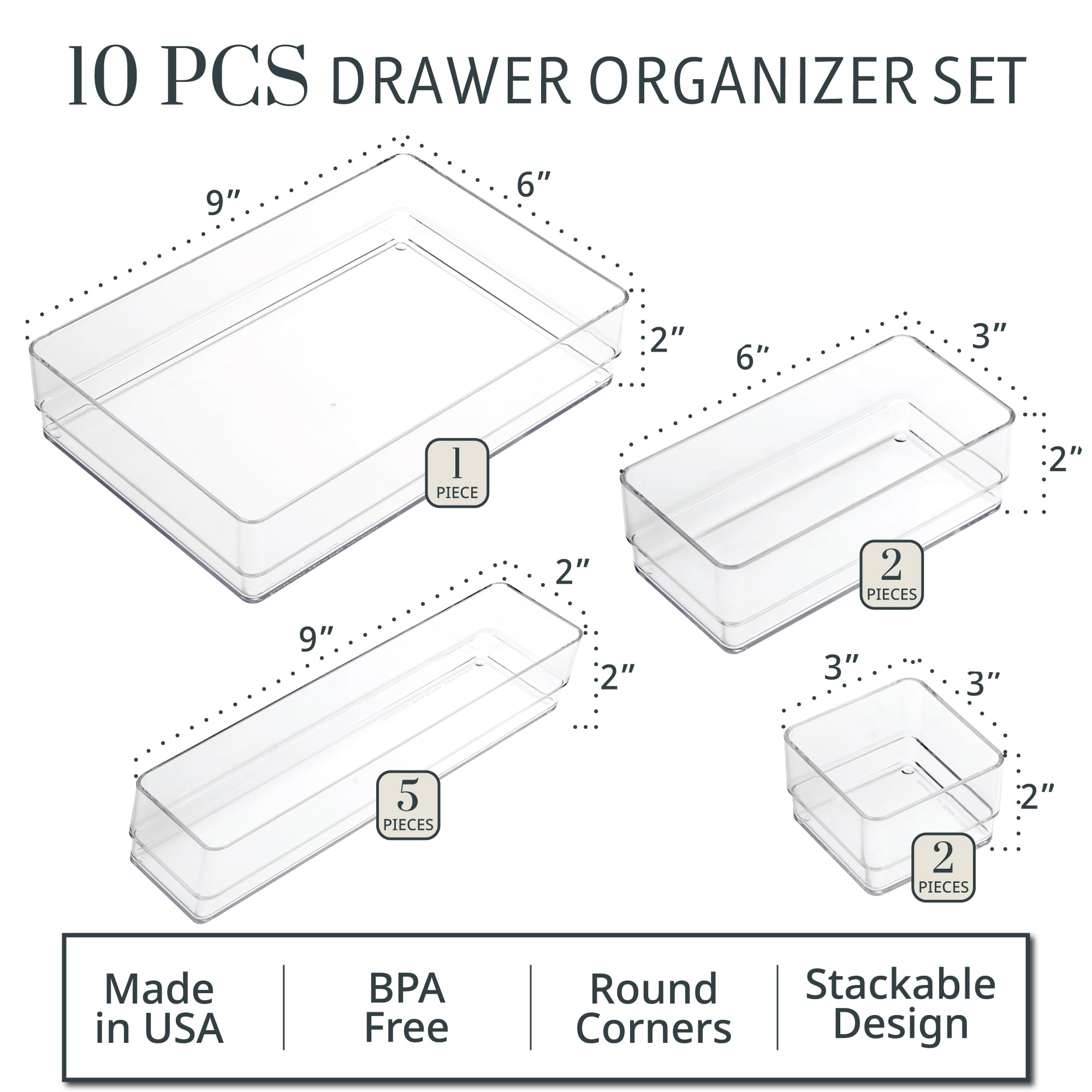 STORi SimpleSort vanity makeup tray clear for easy cosmetics organization