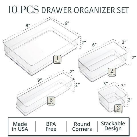 STORi SimpleSort vanity makeup tray clear for easy cosmetics organization