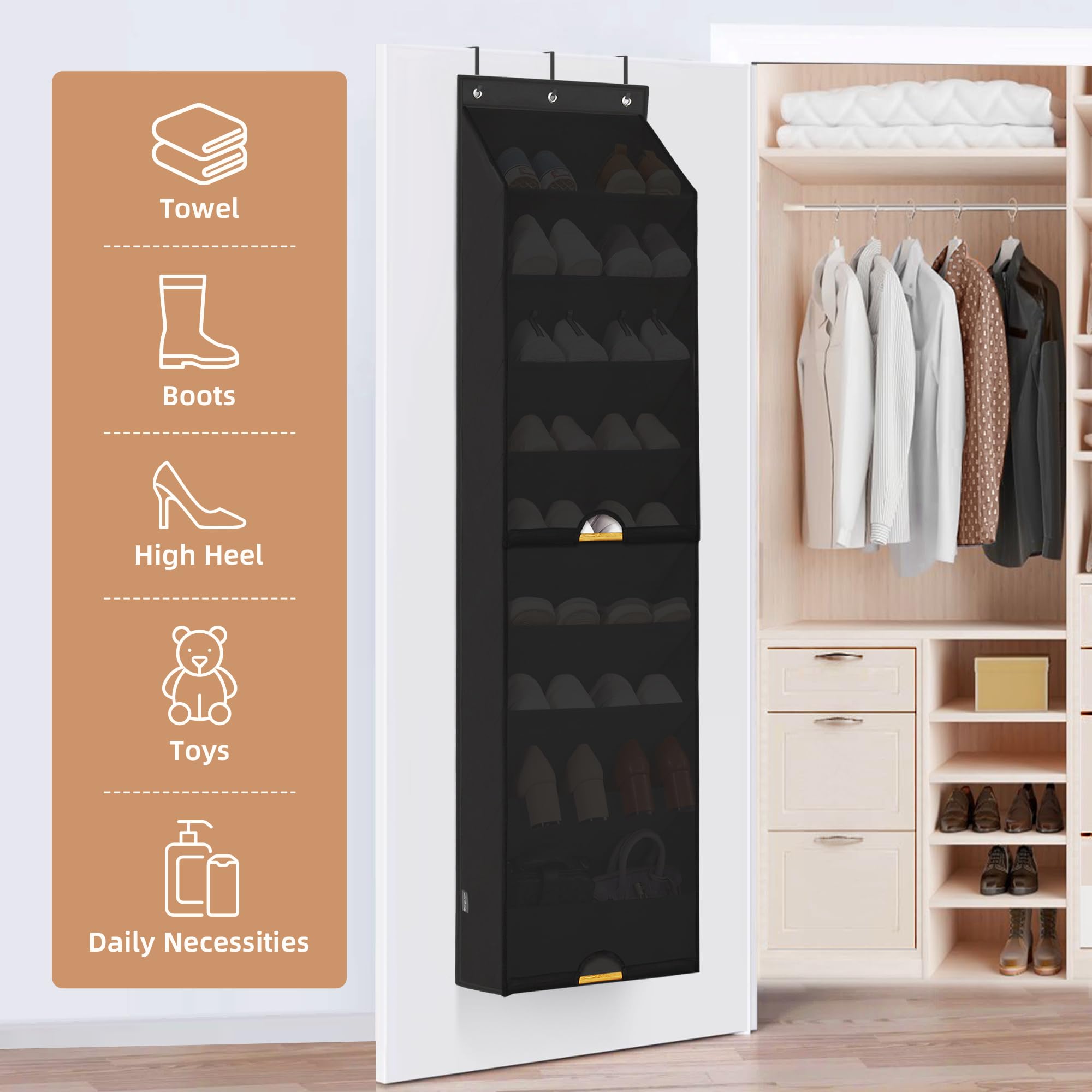 Storage Maniac 3-hook door organizer fits small spaces while expanding vertical storage.