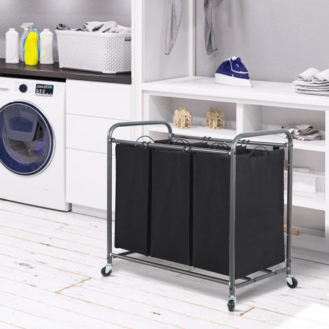 STORAGE MANIAC in-use setup helps keep laundry organized and accessible.