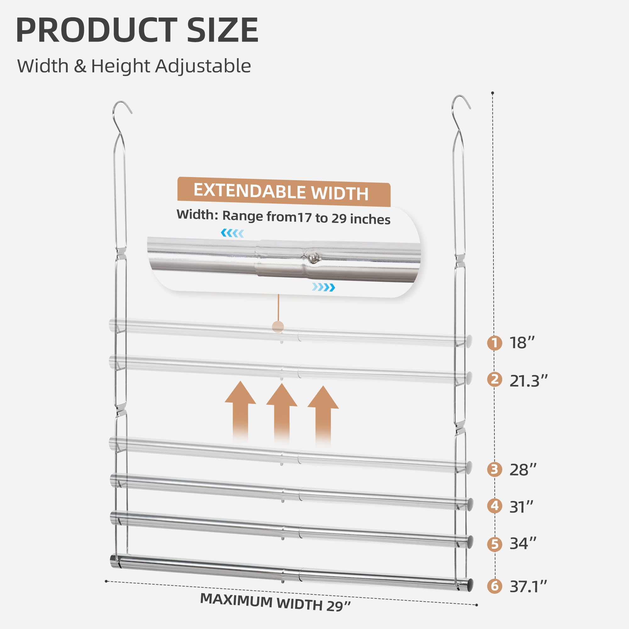 Storage Maniac adjustable width 17-29 inches fits different wardrobes