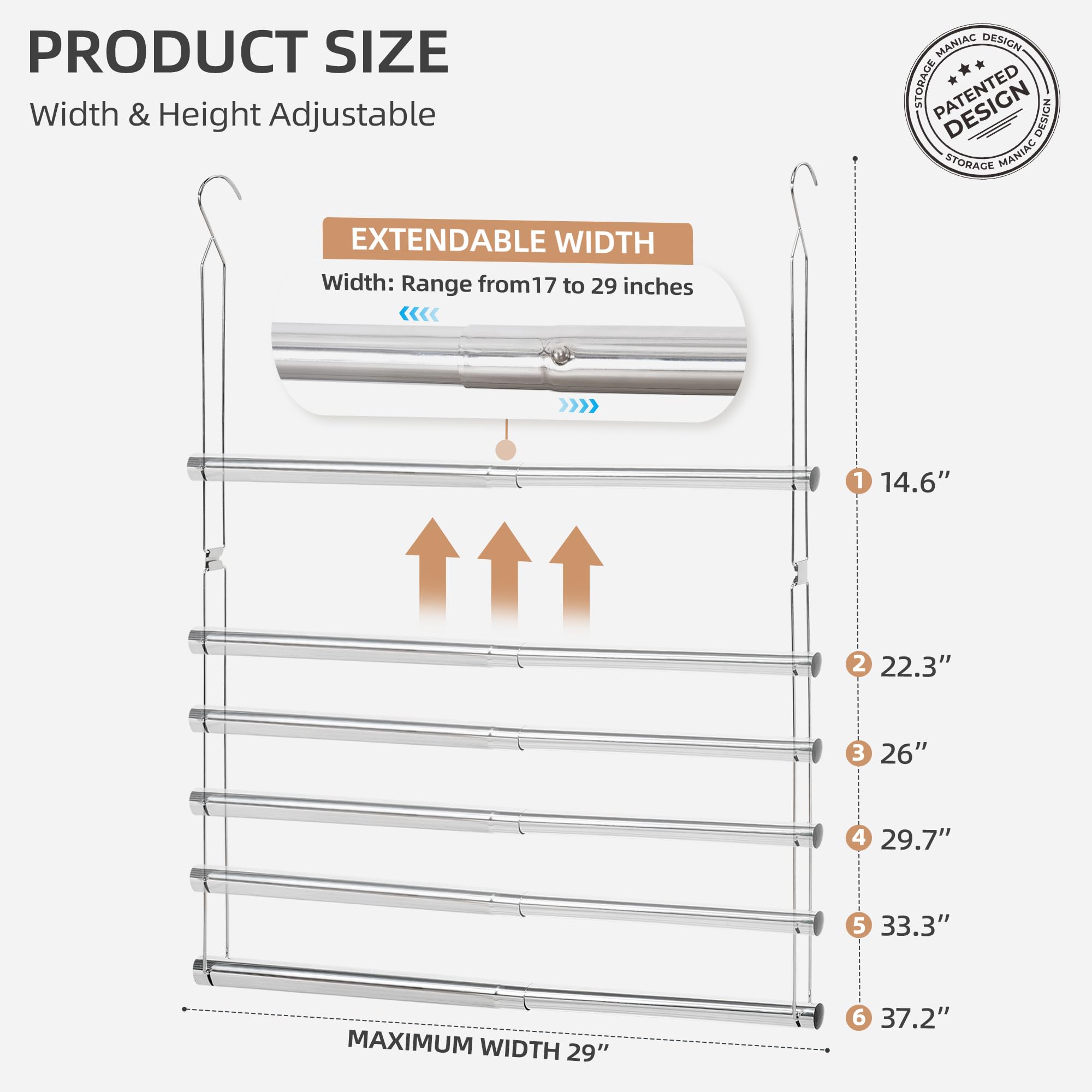 Storage Maniac adjustable-width closet rod demonstrates flexible fit for diverse closets
