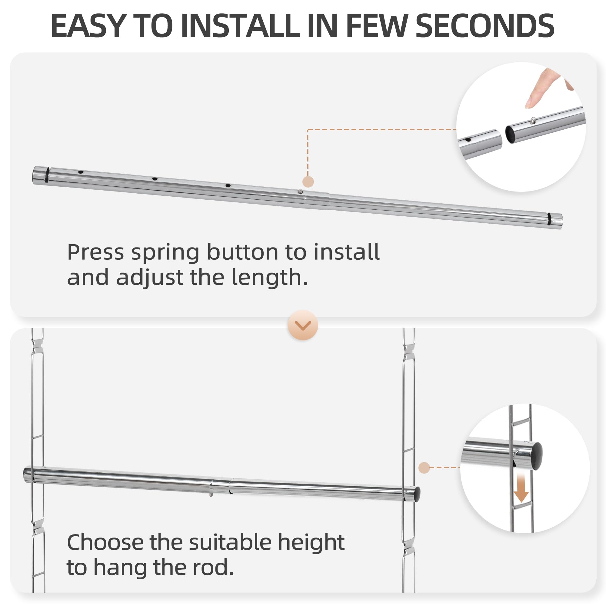 Storage Maniac chrome steel construction is durable and rust-resistant