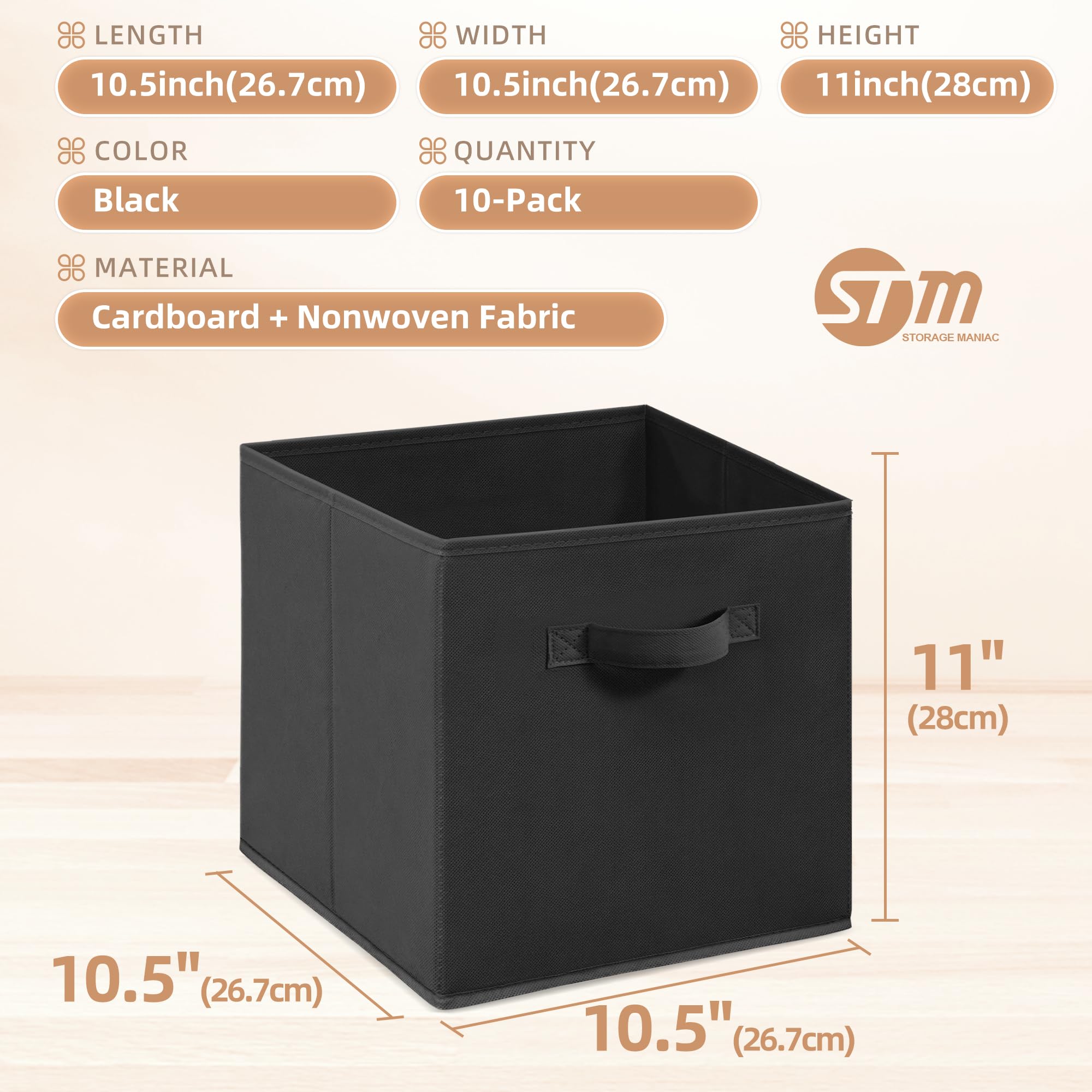 Storage Maniac 11-inch cube bin in cube shelf; tidy organization option.