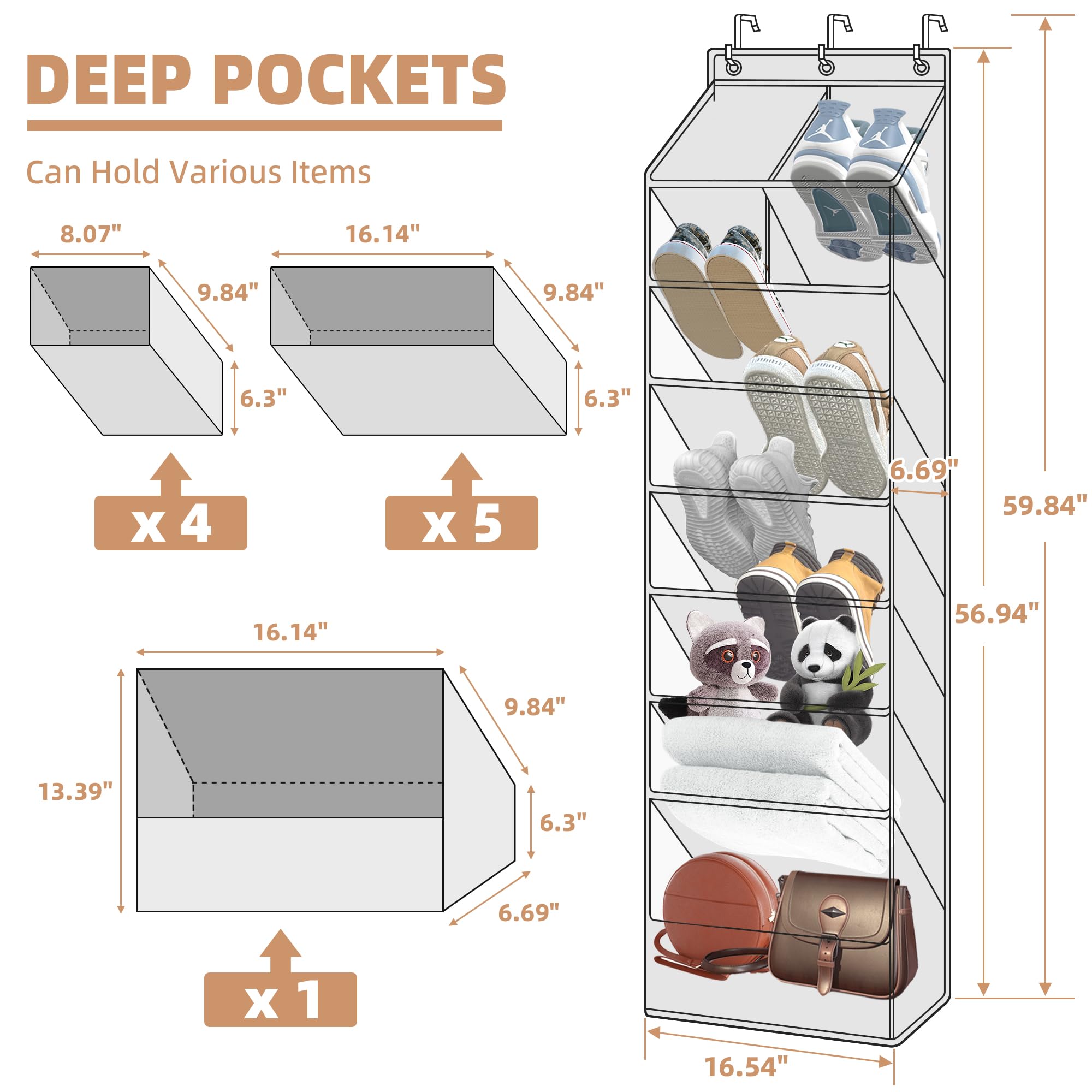 Storage Maniac deep 9.84 inch pockets simplify grabbing shoes.