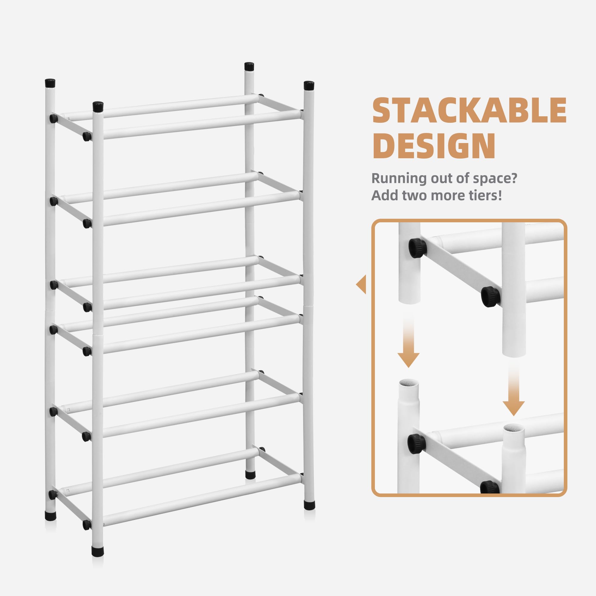 Storage Maniac Expandable Shoe Rack extended length, adjustable to fit tight spaces