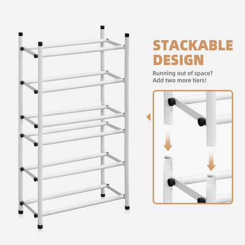 Storage Maniac Expandable Shoe Rack extended length, adjustable to fit tight spaces
