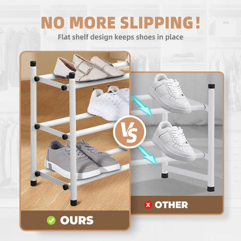 Storage Maniac Expandable Shoe Rack assembled close-up metal frame and feet
