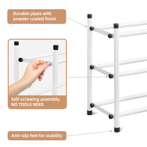 Storage Maniac Expandable Shoe Rack in closet, organized shoes at a glance