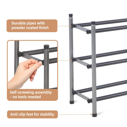 STORAGE MANIAC lightweight design for quick repositioning of shoes.