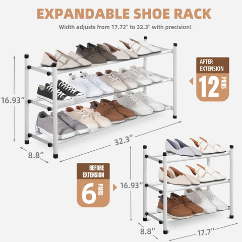 Storage Maniac Expandable Shoe Rack stacked configuration maximizing vertical storage