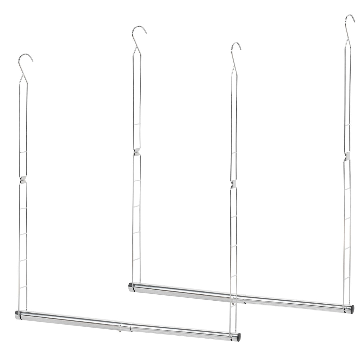 Storage Maniac hanging closet rod fully expanded in a spacious wardrobe